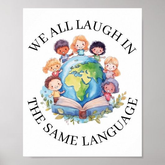 Poster Professeur de langues Bilingue pour enfants (Devant)