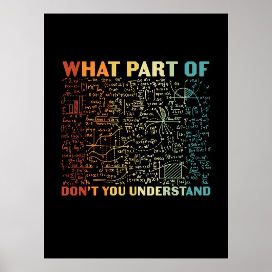 Poster Professeur De Mathématiques Quelle Partie Des Math (Devant)