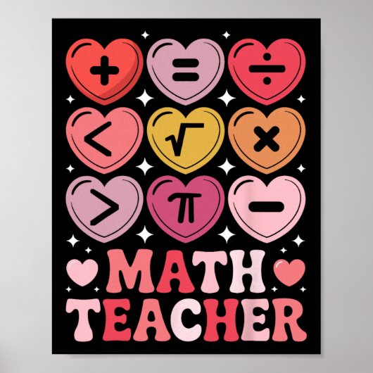 Poster Professeur de mathématiques Symbole d'opération ma (Devant)