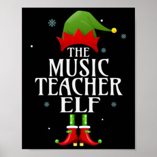 Poster Professeur de musique Elf Xmas Matching Family Gro