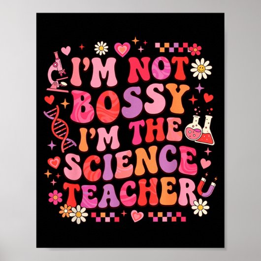 Poster Professeur de sciences Saint-Valentin Rétro Groovy (Devant)