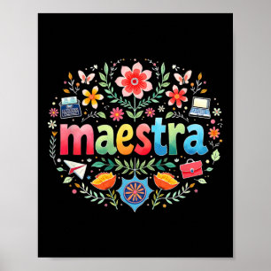 Poster Professeur d'espagnol mexicain Mexique Enseignante