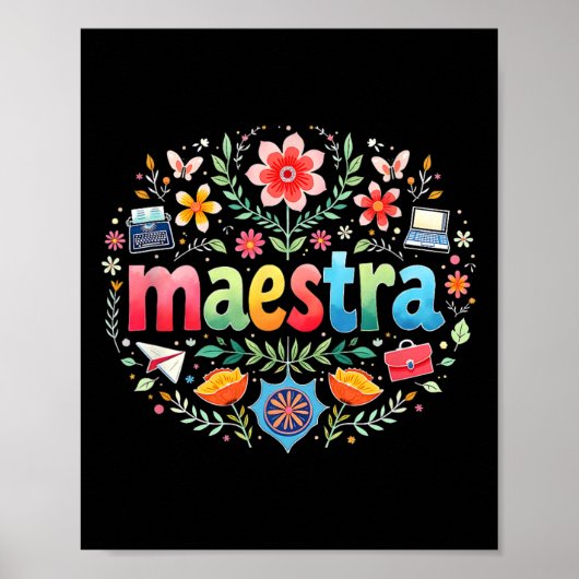 Poster Professeur d'espagnol mexicain Mexique Enseignante (Devant)
