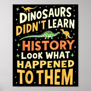 Poster Professeur d'études sociales de dinosaure drôle En