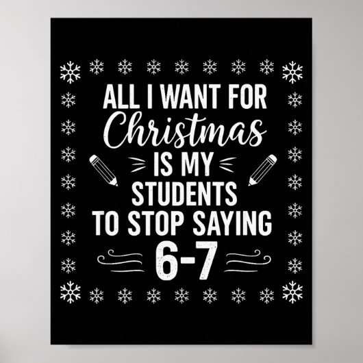 Poster Professeur drôle de Noël Les élèves disent 6-7 67 (Devant)