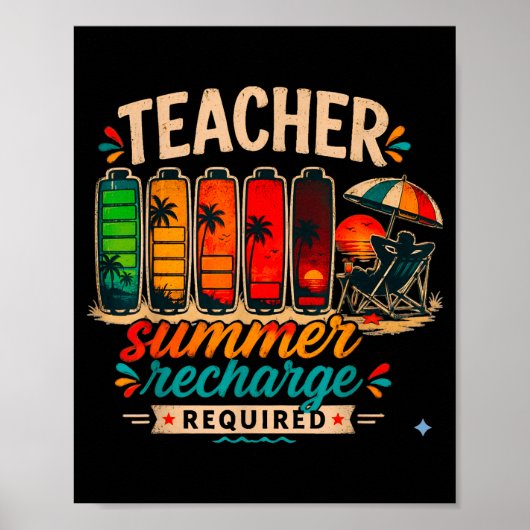 Poster Professeur drôle recharge d'été requise rétro dern (Devant)