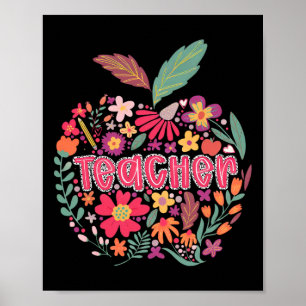 Poster Professeur Fleur Sauvage Heureux Premier Jour De R