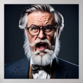 Poster Professeur fou fou avec barbe (Devant)