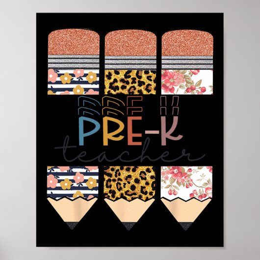 Poster Professeur Fun Leopard Pencil Joyeux Premier Jour  (Devant)