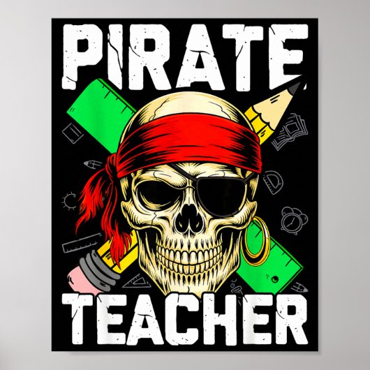 Poster Professeur pirate crâne drôle (Devant)