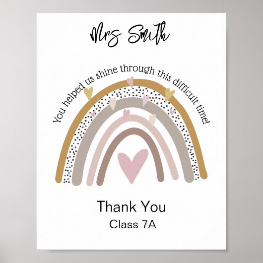 Poster professeur rainbow citation merci (Devant)