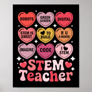 Poster Professeur Stem Saint-Valentin Science Technologie