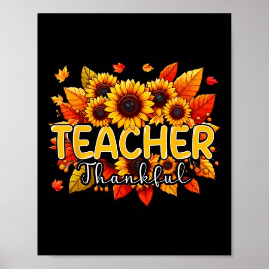 Poster Professeur Thanksgiving Sunflowers Fall Prou (Devant)