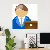 Poster Professional Businessman Icon with Briefcase (Bureau à domicile)