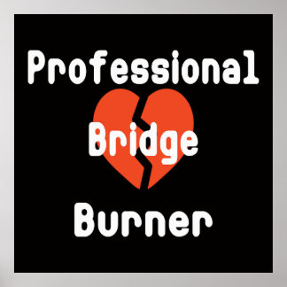 Poster Professionnel qui brûle des ponts Humour de bureau