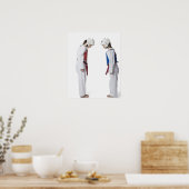 Poster Profil latéral de deux joueurs taekwondo à la bott (Cuisine)