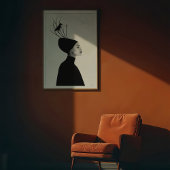 Poster Profil serein : Corbeau & Branches Portrait mode