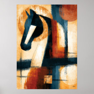 Poster Profil solaire de Kiso Uma Cheval Abstrait Art Jap