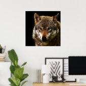 Poster Profil Wolf avec yeux verts ~ arrière - plan modif (Bureau à domicile)