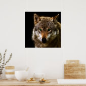 Poster Profil Wolf avec yeux verts ~ arrière - plan modif (Cuisine)