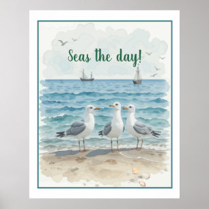 Poster Profitez de la journée Fun Citation de plage