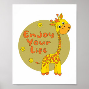 Poster Profitez de votre vie Kawaii jolie petite girafe j