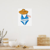 Poster Profitez du soleil - maillot de bain bleu (Cuisine)