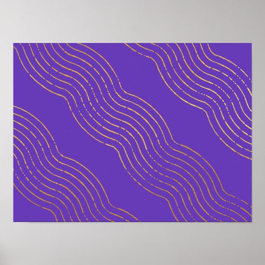Poster Profond violet or couleur abstrait lignes motif (Devant)
