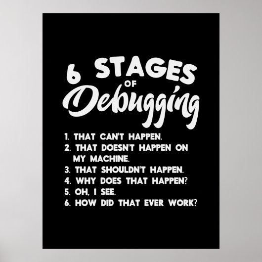 Poster Progammer 6 Étapes De Débogage (Devant)