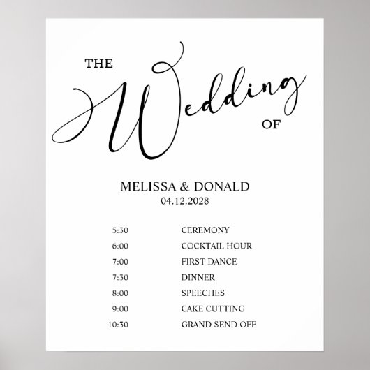 Poster Programme Black Modern Simple Wedding (Devant)