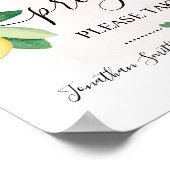 Poster Programme Cérémonie de mariage Citrons Panneau ros (Coin)