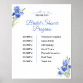 Poster Programme de Baby Shower Mariage Iris Bleu Somethi (Devant)