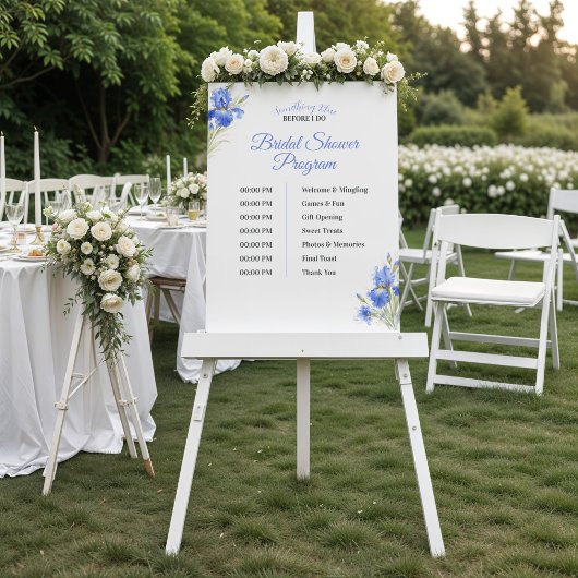 Poster Programme de Baby Shower Mariage Iris Bleu Somethi
