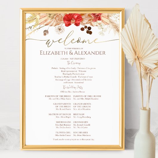 Poster Programme de Cérémonie d'aquarelle Signal Floral B