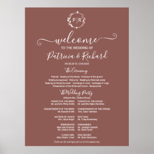 Poster Programme de cérémonie de mariage avec monogramme