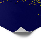 Poster Programme de cérémonie de mariage bleu marine or (Coin)