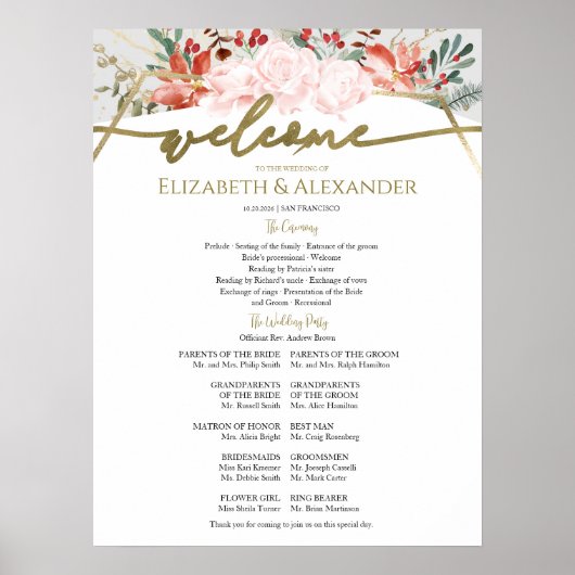 Poster Programme de cérémonie de mariage d'hiver Signé Fl (Devant)