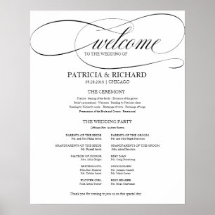 Poster Programme de cérémonie de mariage élégant écriture