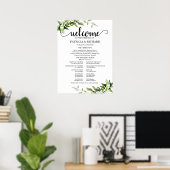 Poster Programme de cérémonie de mariage Elegant Greenery (Bureau à domicile)