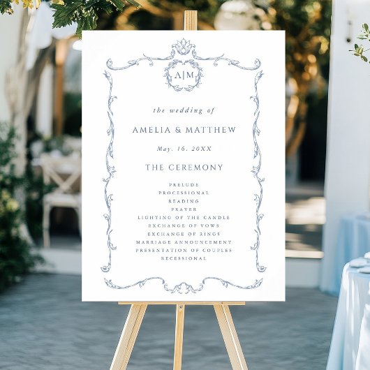 Poster Programme de cérémonie de mariage français classiq