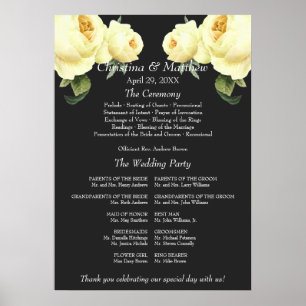 Poster Programme de cérémonie de mariage gris rose jaune