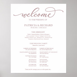 Poster Programme de cérémonie mariage Rose Gold Script Si