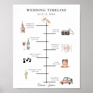 Poster Programme de chronologie Russe Mariage aquarelle