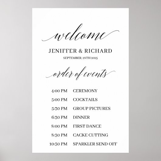 Poster Programme de commande mariage rustique moderne (Devant)