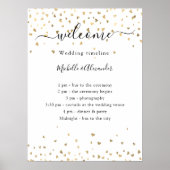 Poster Programme de déroulement de mariage coeurs dorés b (Devant)