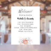 Poster Programme de fleurs d'or rose mariage