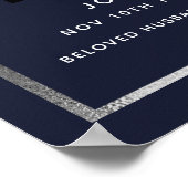 Poster Programme de funérailles photo argent fleurs bleu  (Coin)