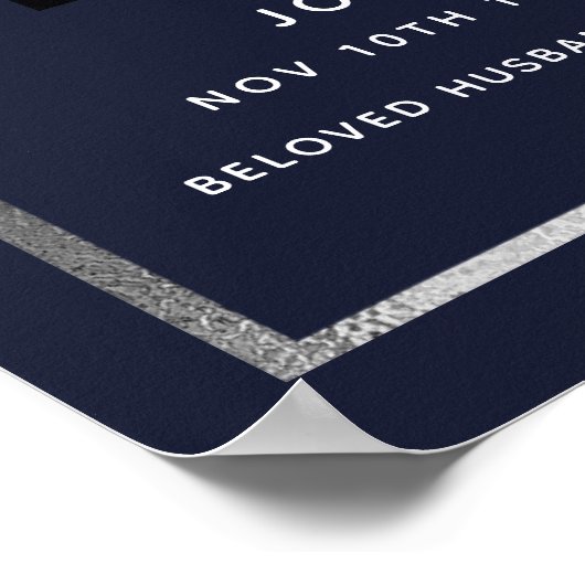 Poster Programme de funérailles photo argent fleurs bleu (Coin)