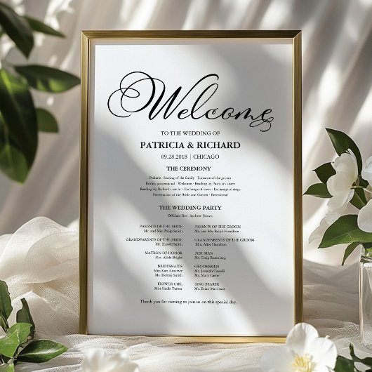 Poster Programme de la Cérémonie de Mariage Calligraphie 