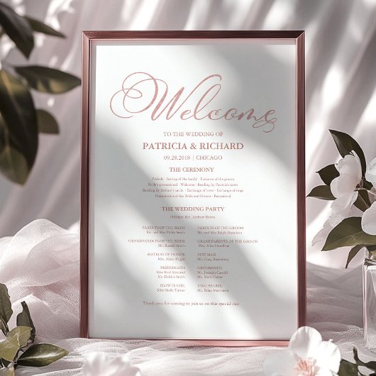 Poster Programme de la Cérémonie de Mariage Calligraphie